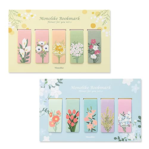 Monolike Magnetic Bookmarks Flower for You ver.1 + ver.2, 10 Pieces - color: Flower for You Ver.1 + Ver.2