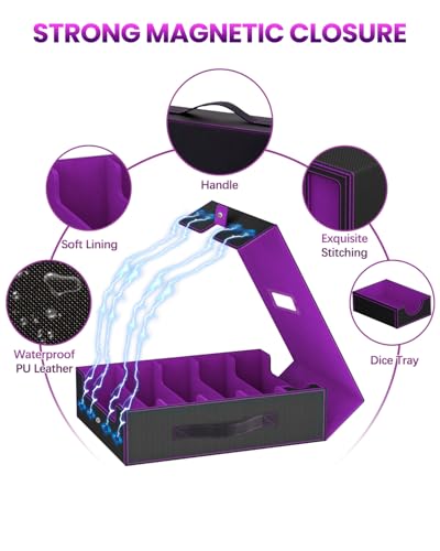 Gomyrod 5 Row 4200+ Trading Card Storage Box with Commander Display - color: Black/Purple, size: 4200+