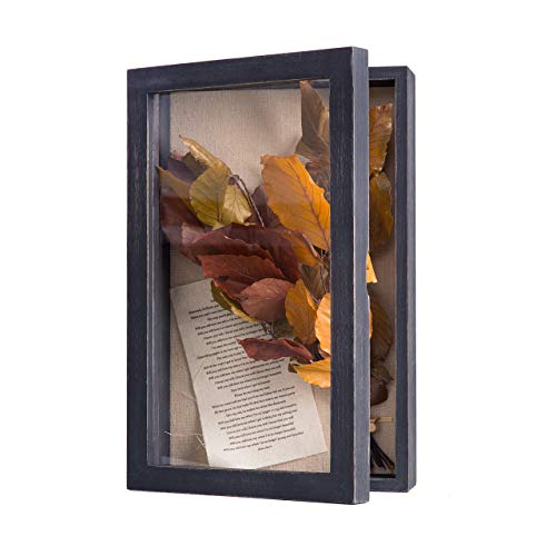 Freezing point Shadow Box Frame 8x12.5 Shadow Box Display Case Cabinet Picture with Linen Back Memorabilia Awards Medals Pin Bouquet Wedding Flower Baby Memory Box for Keepsake Black Large - color: Black, size: 8×12.5