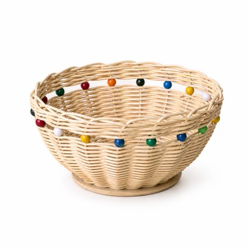 PEDDIG SHOP Beaded Basket Weaving Kit – DIY Rattan Craft Set for Beginners & Adults – Complete Basket Making Kit with Wooden Beading & Step-by-Step Guide