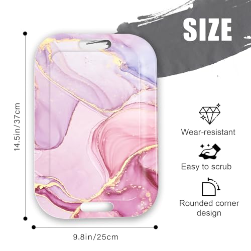 Serving Trays with Handles, 14.5 x 9.8 inch Rectangular Plastic Tray for Restaurant, Kitchen, Painting of Pink and Gold Marble - color: Painting of Pink and Gold Marble