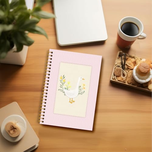 Pink Floral Goose Notebook, Cottagecore Botanical Goose Journal, Rustic Aesthetic Farm Animal Journal, Animal Lover Gifts Hardcover Spiral Notebooks 5.5x8.3 Inch - color: Section 2