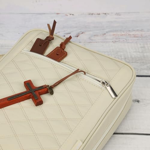 FINDCOZY Bible Cover for Women, Medium Carrying Case for Regular Bible - color: Taslan Beige, size: Medium