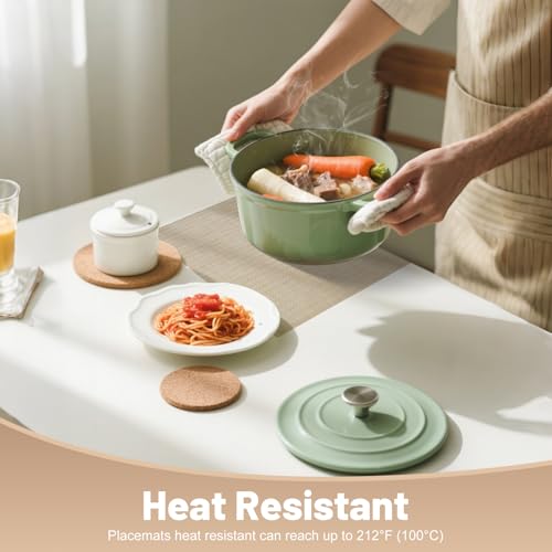 Placemats Set of 6，Non-Slip PVC Weave Table Mats Easy to Clean，Heat Resistant Place Mats for Kitchen Dining Table Decoration Indoor Outdoor，Beige - color: Beige