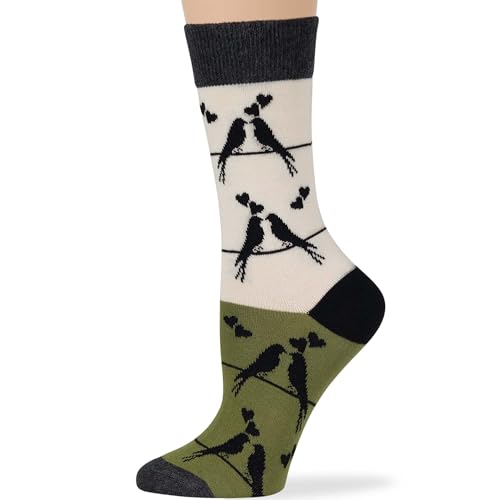 7BIGSTARS Women Cotton Crew Socks, Patterned 4 Pack, M 5-9 - L 8-12 - color: 18 - Black, Grey, Green, Orange, Cream (A60), size: 8-12
