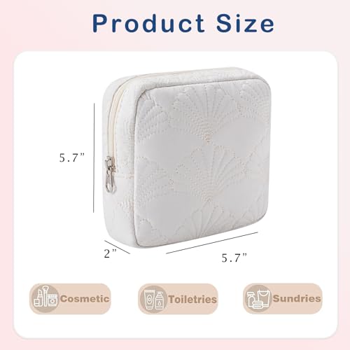 RSRSLEII Seashell Quilted Cotton Makeup Pouch for Purse, Small, White - color: 02Small Seashell
