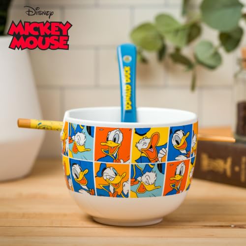 Silver Buffalo Disney Donald Duck, Ramen Bowl with Chopsticks, 20oz - color: Donald Duck Spoon, size: 20 Ounces (With Spoon)