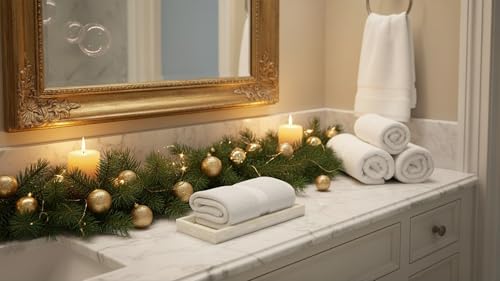 PEMAR Set of 2 Mother of Pearl Bathroom Tray for Counter, 11" Wooden Vanity Tray for Perfume Makeup Kitchen Sink Countertop Organizer, Toilet Tank Tray, Valet Tray (White Tiles) - color: White Tile