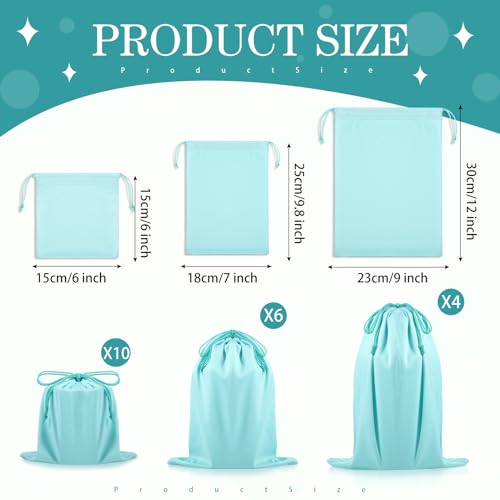 20 Pcs Satin Game Storage Bags for Women Men, S,M,L, Mint Green - color: Mint Green, size: S,M,L