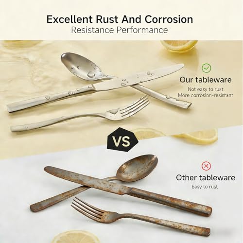 KINGSTONE 20-Piece Flatware Set for 4, Matte Stainless Steel Utensil Set with Forks, Knives, Spoons, Dishwasher Safe, Rust Resistant Silverware Set for Home，Wedding，Kitchen and Daily Life - color: Matte Silver, size: 20 Pieces