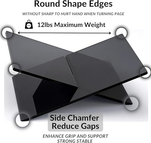 Honygebia Black Acrylic Book Stand, Cross Frame Open Display Holder - color: Black