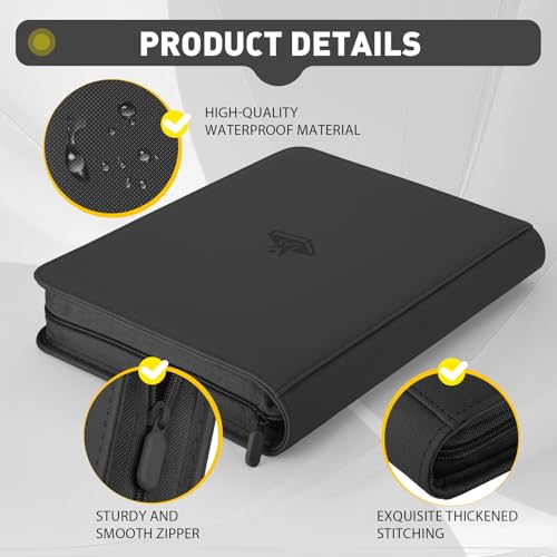 Trading Card Binder 9 Pocket, 360 Pockets Card Collection Binder - color: Black