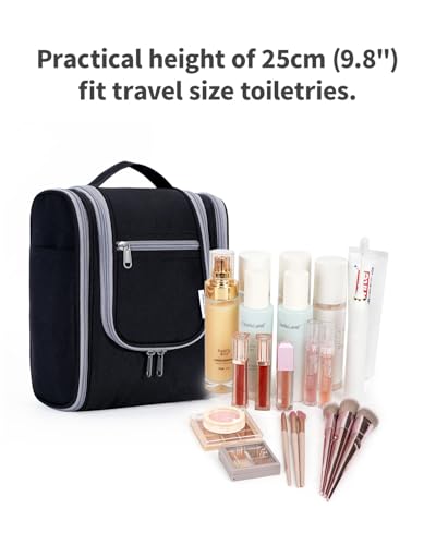 Narwey Hanging Travel Toiletry Bag for Women, Cosmetic Makeup Bag - color: AB-Black, size: Medium