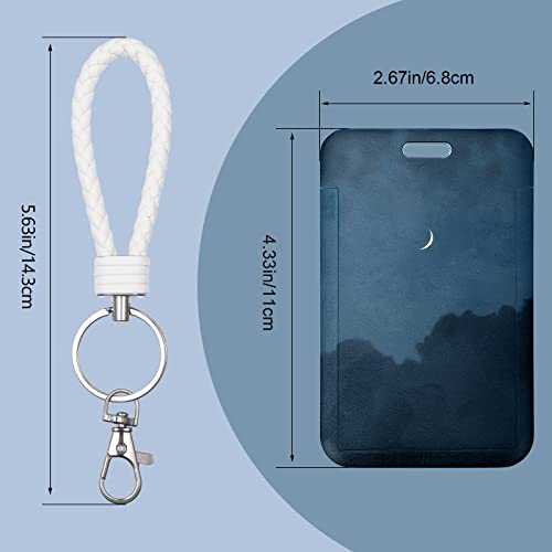 ID Card Badge Holder Key Chain with Metal Keyring, Plastic Slide Open with ID Window for Women Men Girls Students,Night - color: Night