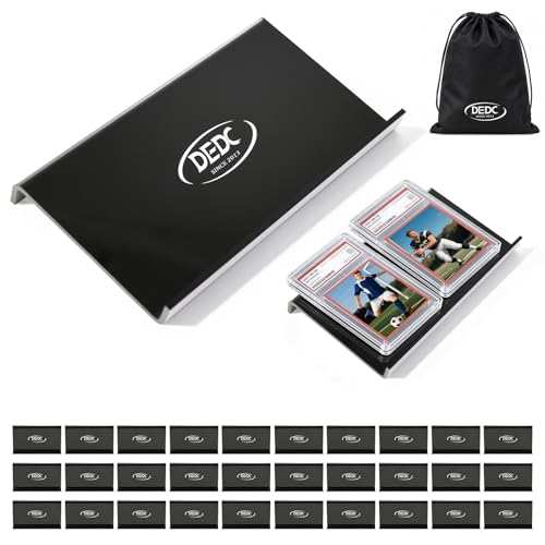 DEDC 30 Pack Modular Acrylic Graded Card Display Risers Black Trading Card Stands for Vendor Showcase and Sorting Tray - size: 30 Pack