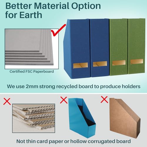 Magazine Holder - File Holder and Desk Organizer, Cardboard Book Organizer and Storage Box for Documents, Magazine Holder Rack for Office, Home and Classroom (Leaf Green, 6-Pack) - color: Leaf Green, 6-Pack
