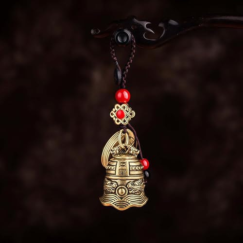 Traditional Feng Shui Good Chinese Lucky Charm Brass Keychain - style: Dong Huang Bell