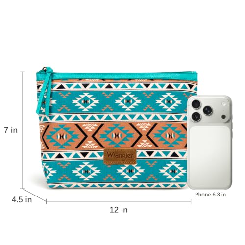 Wrangler Travel Makeup Bag Large Waterproof Cosmetic Bag for Women - color: Turquoise