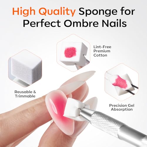 Modelones 150pcs Nail Sponges for Ombre with Grabbing Pen - color: White