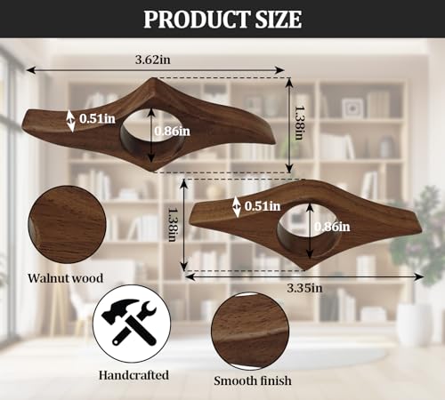 Thumb Book Page Holder, 2pcs Handmade Natural Walnut Thumb Bookmark, Book Opener Holder, Wood Page Clips, Smooth Finish Wood Reading Accessory, Perfect for Readers, Book Lovers, Bookworm (Walnut wood) - color: Walnut Wood