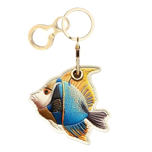BORKUANA PU Leather Keychain holder Protective Case Compatible with AirTag - color: Fish 6