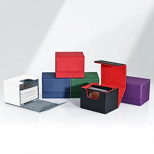 ZLCA MTG Deck Box Holds 120+ Single Sleeved Cards Commander Deck Box - color: A1-Black& Blue, size: A-Horizontal