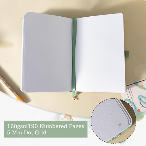 TIEFOSSI A5 Dotted Journal Notebook 190 Pages for Women & Men - color: Green, size: A5-Dotted