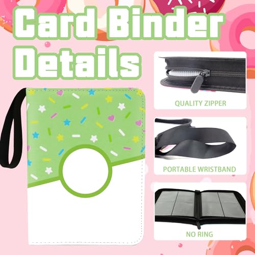 4 Pocket Portfolio Card Binder 240 Card Holder Album, Green Donut Trading Cards Holder Zipper Binder for Girl Teen Collection (Green Donut, 240 Pocket (Portfolio)) - color: Green Donut, size: 240 Pocket