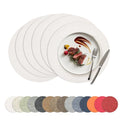 Placemats Set of 6, 15 Inch Round Faux Leather Place Mats - color: R-white