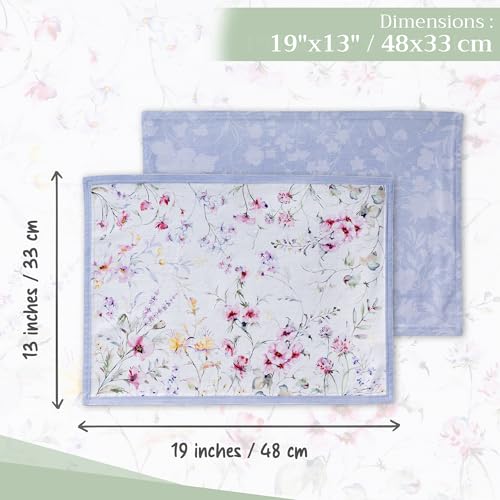 Maison d' Hermine Placemats Set of 4 Reusable 100% Cotton (13"x19") - color: 059 - Summer Floral, size: 13" X 19" (Pack of 4)