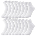 8 Pairs Girls Ruffle Crew Socks, Cute Frilly Soft Cotton Socks - color: White, size: 3-5T