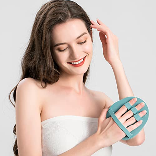 2 Pack Soft Silicone Shower Brush, Body Scrubber Exfoliating Skin Massage - color: 1 Pars_pink+green