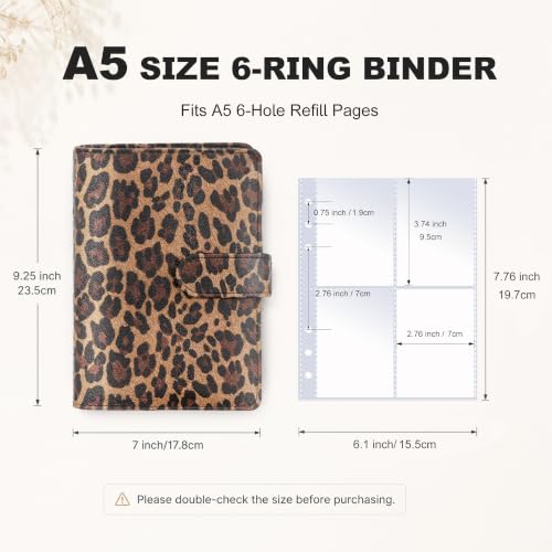 Convend A5 Kpop Photocard Binder with 30 Pack 4-Pocket Card Pages, 6 Ring Refillable Binder Album with 240 Card Slots, PU Leather Cover, Magnetic Closure, Trading Cards, Game Cards, Leopard Textured - color: New-3, size: Luxe-A5