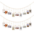 KLOGTSIND Hanging Photo Display with Clips, Wood Bead String Photo Banner