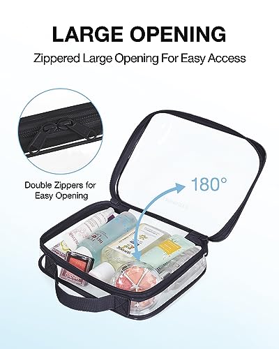 BAGSMART Clear Toiletry Bag with Handle 2-Pack TSA Approved, Black - color: Absolute Black, size: Medium