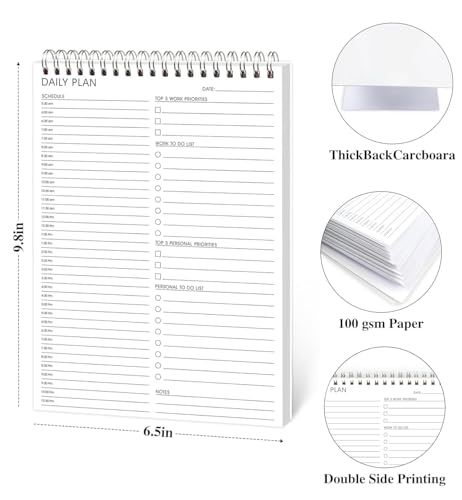 3PC Daily Shedule Planner Half-Hourly Personal Organizer 6.5"x 9.8" - color: 3 PCS White-Hourly-L