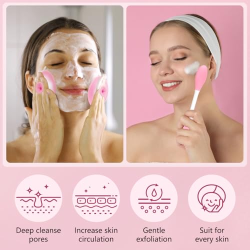 Yokilly Silicone Face Scrubber Kit: Exfoliator Blackhead Skin Care Tool - color: 4 Piece Kit