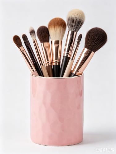 Ceramic Pen Holder Stand Cup Pencil Holder Organizer Makeup Brush Holders for Home Office Desk (Pink) - color: Pink
