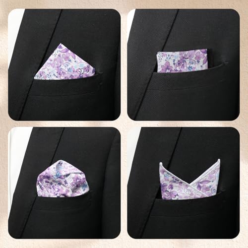 Cotton Floral Handkerchiefs for Men Wedding Evening Daily Work Prom - color: Purple,blue,white