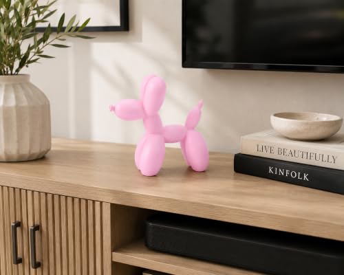 4 Inch Matte Pink Balloon Dog Sculpture - color: Pink