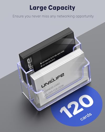 Uniclife Acrylic Business Card Holder for Desk, 2 Slots, 120 Card Capacity - color: 2 Slot, size: 1 Pack
