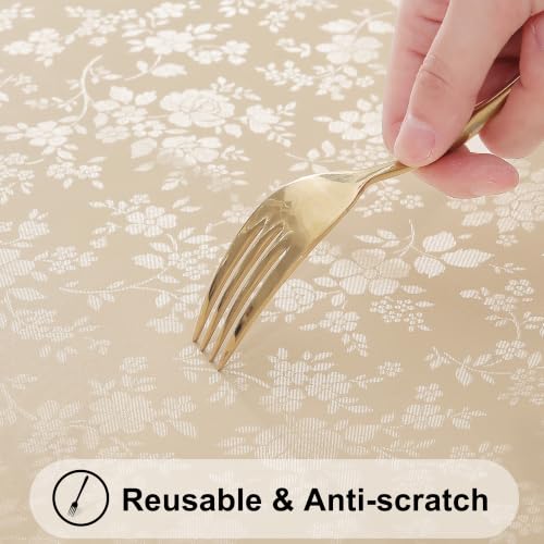 Smiry Oval Waterproof Heavy Duty Vinyl Tablecloths, 52 x 70 Inch - color: Beige, size: 70" x 52" (Oval)