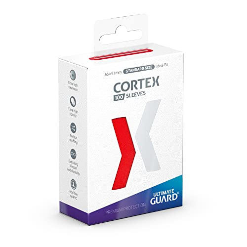 Ultimate Guard Cortex Outer Card Sleeves, 100 Standard Size TCG Sleeves, 66 x 91mm, Red Back, Glossy Finish, No PVC & Acid-Free, High Clarity - color: Red, size: Standard Glossy