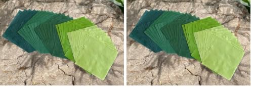 Natural Fiber Mulberry Paper Sheets 6 x 6 Inches, 50 PCS Handmade Craft Paper for Origami, Scrapbooking, Card Making, DIY Decoration, Mixed Media Art (Green Tone, 6x6 Inch) (Pack of 2) - color: Green Tone, size: 6 x 6 inches (Pack of 2)