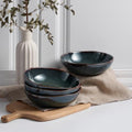 HaWare Cereal Bowls, 26oz Stoneware Serving Bowls Set of 4, for Salad Pasta - color: Reactive Moss Green