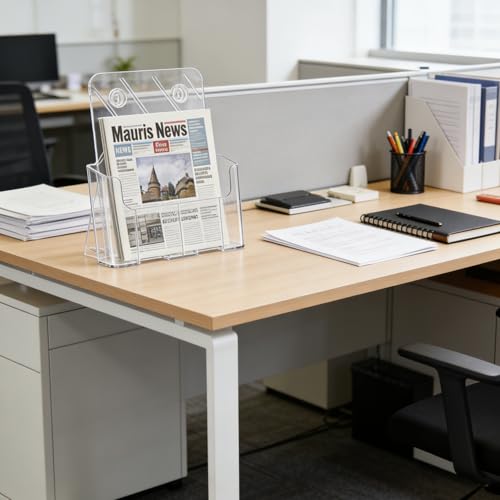 Gawerk 4 Pack Acrylic Brochure Holder 8.5 x 11 inches for Desk or Wall Mount, Clear Flyer Display Stand Plastic Table Stand Sign Literature Holder for Magazines, Menus, Pamphlets, Journals - color: Clear 4 Pack