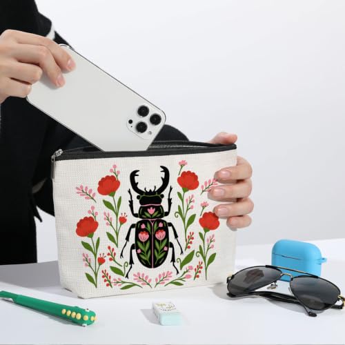 ZHAMEN Folk Art Beetle Makeup Bag Travel Organizer Pouch Cosmetic Bags 03 - color: Multicolor 1608