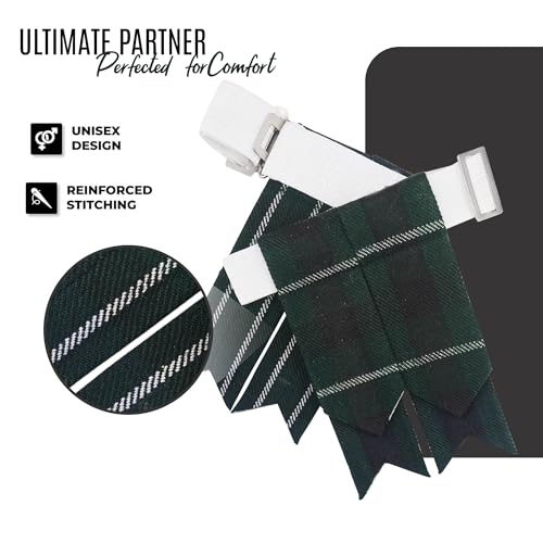 EZE Kilt Flashes for Men with Heavy Buckle Adjusters, Plain & Tartan Kilt Sock Flashes Acrylic Wool - color: Graham Modern