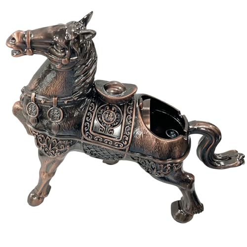 Briskfeel Metal Ornament Galloping Horse Statue Classic Bronze Finish Luxury Home Decor Multi Functional Sculpture for Living Room Office Desk Feng Shui Art (D3 Bronze) - color: D3 Bronze
