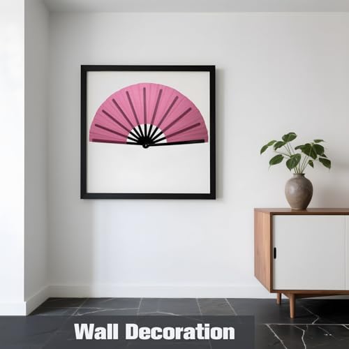 QIRMIZI 10PCS Large Folding Hand Rave Fan - Popping Fan Clacking Fans for Chinese Kung Fu, Tai Chi, Dance, Music Festivals,Carnivals, Weddings, EDM Events, Parties & Decorations,Deep Pink - color: Deep Pink